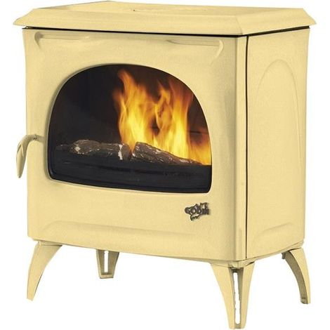 Godin – Poêle à bois fonte 10,5kW beige – Évacuation des fumées arrière – Flamme verte 7 étoiles – Longueur max bûche 50 cm – 388113SAHARA (1/3)