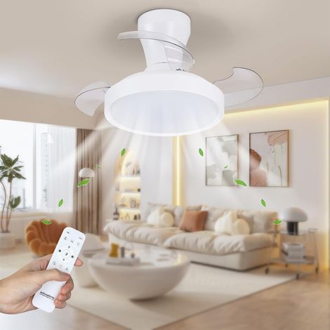 Ventilateur de plafond avec lumière, moteur DC, 38W, 6 vitesses, pales rétractables, 3000K-6500K, fonction été-hiver, minuteur, Ø55cm. (1/5)