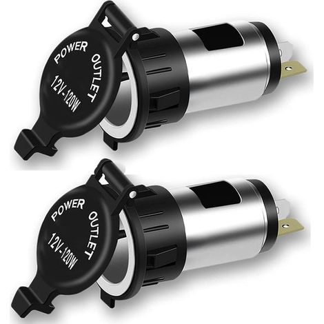 Presa accendisigari 12V 120W, 2 adattatori per presa accendisigari auto, spina impermeabile per moto, auto, barca, trattore (2) (1/5)