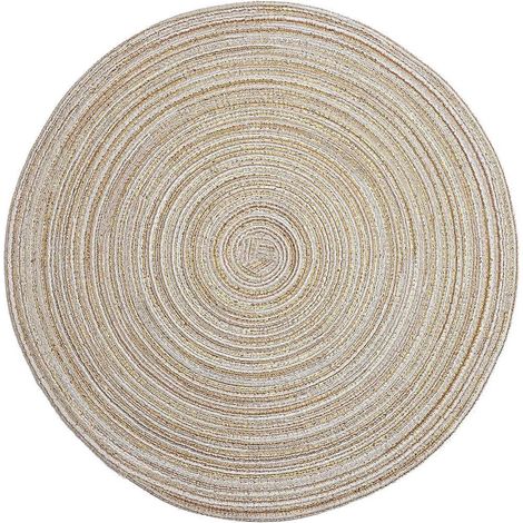 Ensemble de sets de table ronds, lot de 4, sets de table tissés résistants à la chaleur, diamètre de 11,8 pouces, compatibles avec les tables à manger, beige. (1/5)