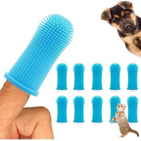 10er-Pack Hundezahnbürsten, 360°-Fingerzahnbürsten für Hunde, Silikon-Zahnbürsten-Reinigungsset für Welpen, Katzen und Kleintiere (1/4)