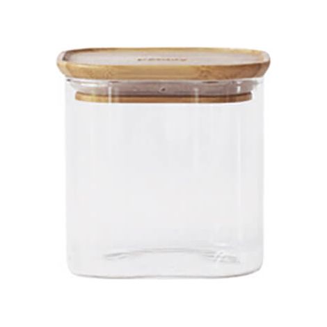 Pebbly Square 800ml Canister With Bamboo Lid