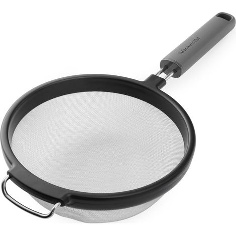 Kitchenaid Maschensieb, anthrazit, Edelstahlsieb-Kochutensil mit durable Griff, 17cm