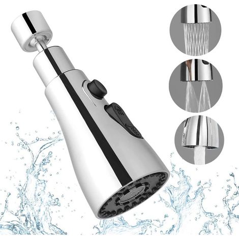 Reno – Rociador para grifo de cocina con 3 modos – Rotación de 360° – Latón macizo y ABS – Compatible con grifos FM22, M24 y G1/2 (1/5)