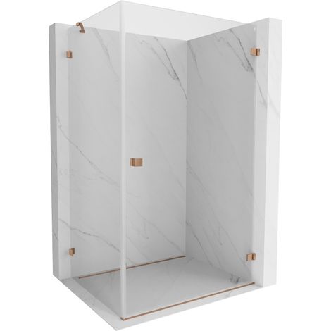 Mexen Lunar-B cabine de douche pivotante droite 95 x 90 cm, transparent, cuivre brossé - 832-095-090-65-00-P (1/5)