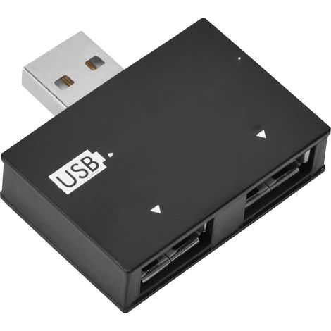Concentrateur USB 2.0 Mâle vers 2 Ports - Double Chargeur Adaptateur Séparateur (Noir) (1/5)