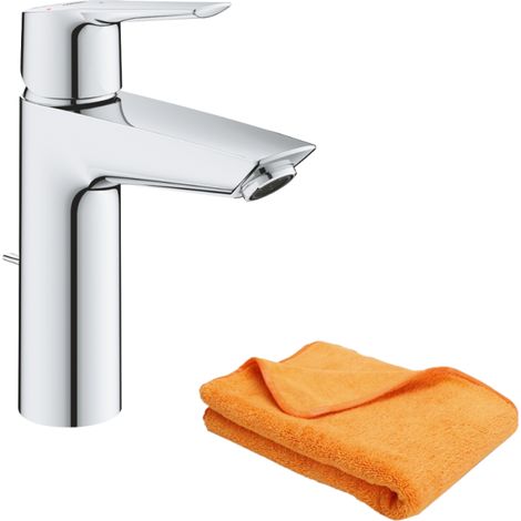 Mitigeur lavabo GROHE Quickfix Start 2021 avec tirette et vidage taille M + microfibre