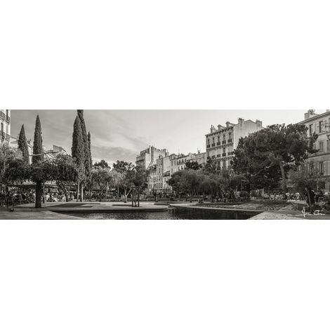 Tableau sur toile fontaine cours Julien 45x135 cm - Impression sur Toile Murale Décorative - Image imprimée en HD sur Toile - Toile sur Châssis en Bois FSC - Fabriqué en France (1/4)