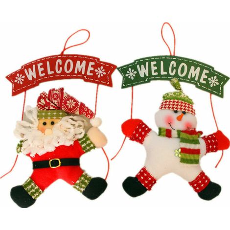 Noël Bienvenue Porte de Porte Plaque Nouvel an Porte de Nouvel an Signe Signe de Noël Spray Suspension Ornement décoratif Xmas Signe des bannières Décorations de bannière 2pcs (1/4)