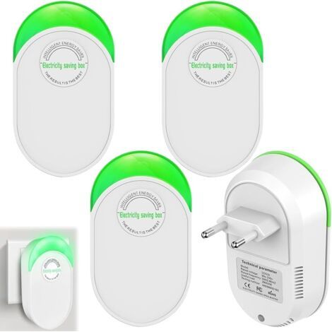 Économiseur d'énergie, 4 Pièces Dispositif d'économie d'énergie, Dispositif d'économie d'énergie, économiseur d'énergie Pro 28000w, économiseur d'énergie Domestique sûr et Fiable, (EU 90250V) (1/5)