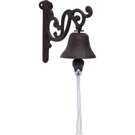 Cloche de bateau rustique en fonte noire à suspendre, sonnette murale décorative imitation bronze (1/5)
