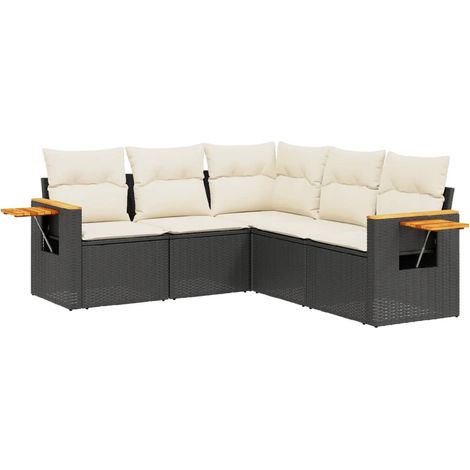 Maison Exclusive - Set de muebles de jardín 5 pzas y cojines ratá (1/3)