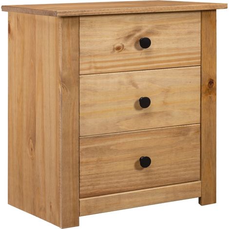 Comodino con 3 cassetti 46 x 40 x 57 cm in legno massello di pino DEC033022