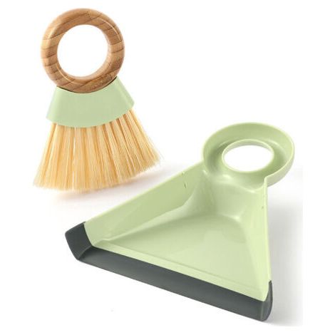 Mini Balayette et Pelle à Poussière, Plastique, vert clair (1/5)
