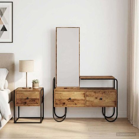 vidaXL Tavolo da Trucco con cassetto Legno antico Legno ingegnerizzato (1/5)