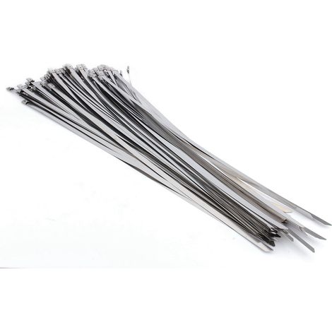 50 attaches de câble en acier inoxydable 50 x 500mm, collier métallique auto-serrant pour tuyau d’échappement (1/4)
