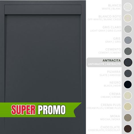 SOULBATH Plato de Ducha - Resina - Gel Coat - Textura Liso/Piedra - Antideslizante - Color Antracita - 110x80- Extraplano 3cm. Incluye Válvula desagüe y Rejilla. Diseño Minimalista. (1/5)