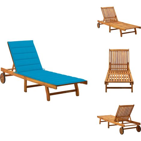 Chaise longue de jardin avec coussin Bois d'acacia solide - Chaise Longue Jardin - Chaise Longue Bois - Transat - Mobilier De Jardin - Relaxer Au Jardin (1/5)