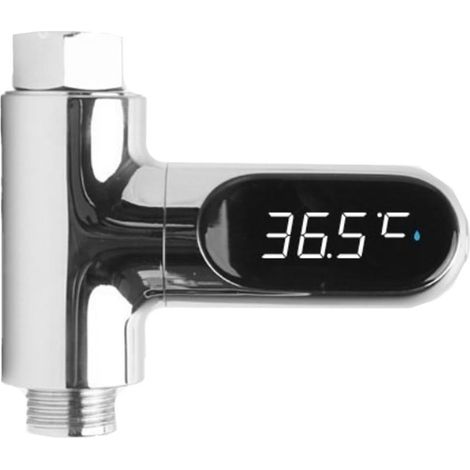 Thermomètre de douche numérique à LED, moniteur de température de douche numérique, alimentation intelligente autonome pour douches à main (deuxième génération) (1/4)