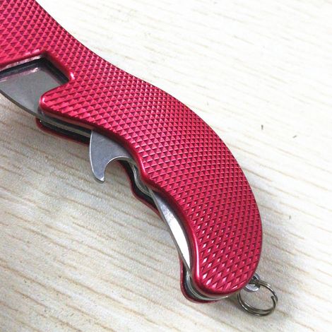 Ensemble de couverts pliables portables 4 en 1 en acier inoxydable (couteau, fourchette, cuillère) (rouge) (1/4)