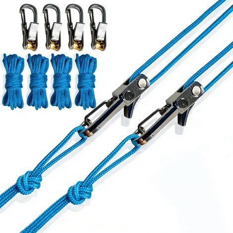 Outil de tension de corde rétractable avec boucle en alliage, pour le montage de tentes, la fixation de bâches, les hamacs, le matériel de plein air, lot de 6, pour le camping (1/5)