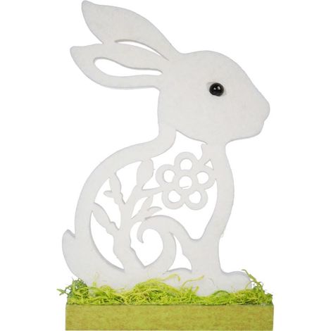 Figurina di coniglietto pasquale in schiuma bianca in piedi (1/2)