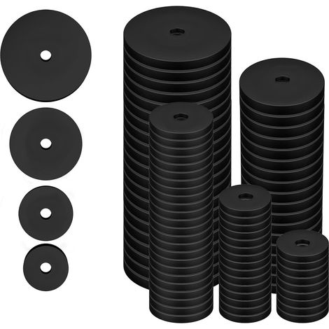 100pcs Rondelles Plates en Caoutchouc, 20/25/30/40mm Rondelles en Caoutchouc Robuste Rondelle Plate Noire Coussinets Amortisseurs de Vibrations pour Appareils Électroménagers Robinets Vis (1/5)