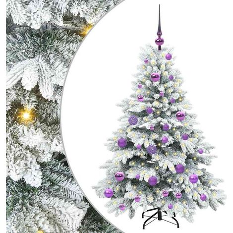 Sapin de Noël artificiel avec 150 lumières LED blanches, 120 cm de haut, en PE et PVC. (1/5)