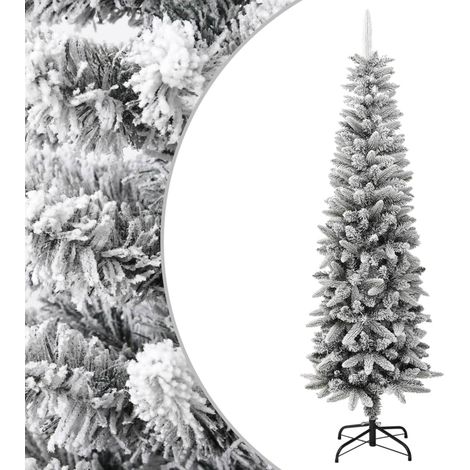 Árbol de Navidad artificial estrecho con nieve PVC y PE 180 cm