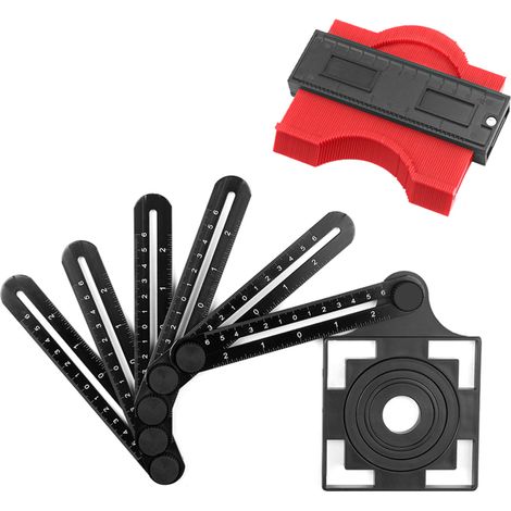 Regla universal de 6 lados y ángulos múltiples, herramienta para duplicar plantillas de contorno, medidor de perfil de 12,7 cm (5 pulgadas). (1/5)