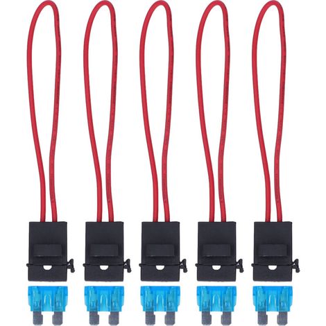 Lot de 5 porte-fusibles automobiles étanches avec fusibles 15A et 30A, câble 14AWG (1/5)