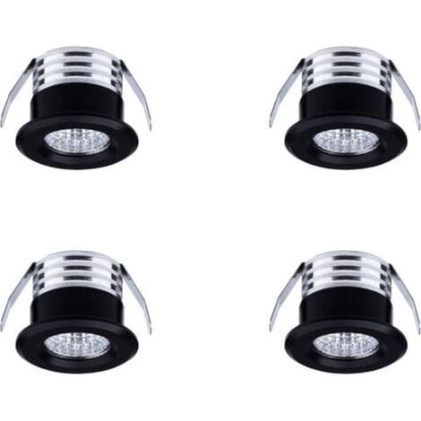 Lot de 4 mini spots LED encastrés, 3 W, blanc chaud noir (1/3)