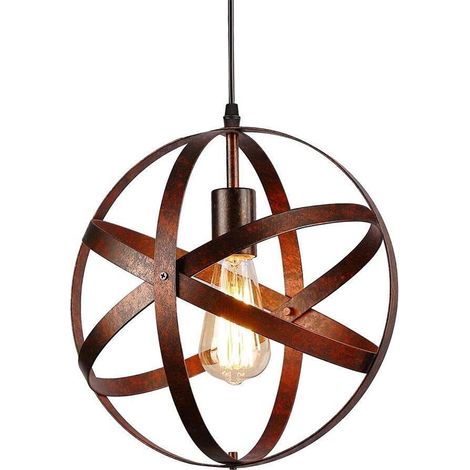 COMELY Lampadario Sospensione Industriale Vintage E27 in Metallo, Lampadario con Cavo Regolabile da 100CM per Scala Cucina Soggiorno Bar Hotel - Rosso (Lampadina non inclusa) (1/5)