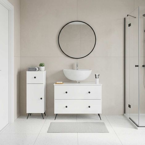 vidaXL Ensemble de 2 meubles de salle de bain BREDA Blanc brillant (1/5)