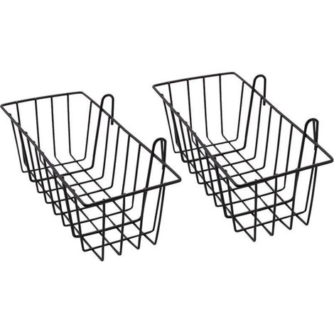 Paquet de 2 Paniers Métalliques Suspendus pour Panneau Grille Murale, Panier Rangement Mural en Grille, Présentoirs à Cuisine, Maison (1/4)