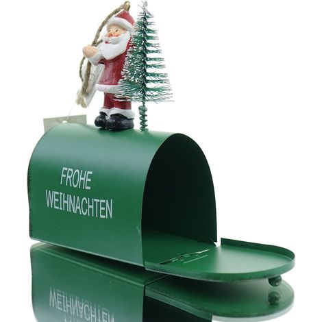 Gasper – Boîte aux lettres de Noël style américain avec Père Noël – Vert, métal et polyrésine (1/4)