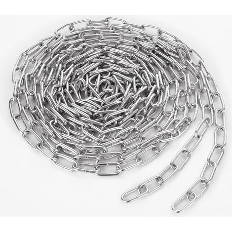 10M - 2PCS 5M Chaîne Acier Zingué Solide et Robuste Avec Maillons Soudés Pour Clôture, Promenade de Chien et Séchage (1/5)