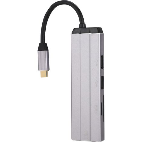 Station d'accueil d'extension 6 en 1 : lecteur de cartes TF Type-C, lecteur de cartes mémoire SD, ports USB 2.0, USB 3.0, HDMI et port USB-C PD. (1/5)