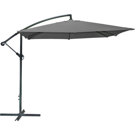 Parasol déporté carré 250x250 cm en tissu gris foncé (1/3)
