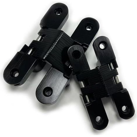 Invisible stainless steel door hinges - 1 pair of concealed door hinges - Concealed body - Wooden box - Black (1/5)