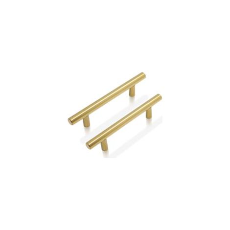 Poignées de porte de cuisine en laiton brossé, boutons en acier inoxydable en forme de T, 9 tailles (50 mm, 64 mm, 76 mm, 96 mm, 128 mm, 160 mm, 192 mm, 224 mm, 256 mm) - 1 pièce. Poignée de porte Lan (1/5)