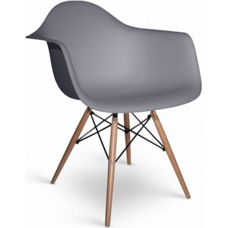 ORION91oficial® - Sillón HADAR, Gris, Patas Madera Haya, Asiento Polipropileno 67x57,5x82,5 cm, Comedor - Oficina - Salón - Teletrabajo - Cocina - spaziOrion91 - Pack x4 (1/5)