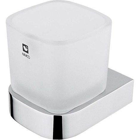 Nimco Nikau - Vaso para cepillos de dientes con soporte, cristal mate/cromo NK 30058C-26