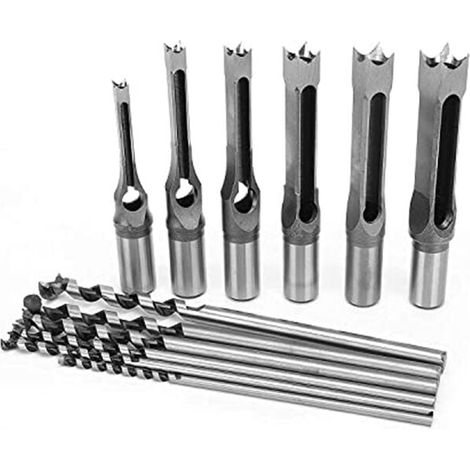 6 punte per trapano in acciaio per legno, seghetto per mortasatura, utensile per lavorazione del legno, 6,35 mm/8 mm/9,5 mm/12,7 mm/14 mm/16 mm (1/5)