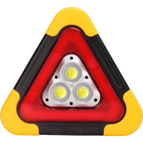 Panneau de signalisation triangulaire, lampe de travail triangulaire à LED, lampe d'alarme d'urgence pour la sécurité routière, lampe clignotante portable, portable, 5 modes d'éclairage, trois lumière (1/5)