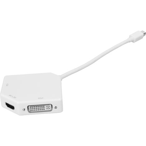 Convertisseur Mini DP vers VGA/HDMI/DVI 3 en 1 1080p, adaptateur vidéo électronique blanc B0404 (1/5)