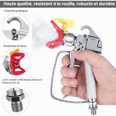 Kit de Pistolet a Peinture Airless Haute Pression 3600 PSI Airless Pistolet de Peinture 215/315/417/517/623 Buse Pulvérisateur et 5 Filtres Joints Rotatifs pour Machines Peinture Airless (1/3)