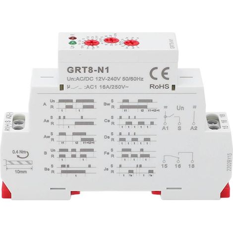 Relais temporisé multifonction, réglage de 0.1s à 10 jours, minuterie de retard de haute précision avec indicateur AC DC 12-240V (1/5)