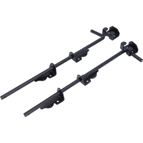 Lot de 2 barres de verrouillage de porte de 45,7 cm (18 pouces) en acier massif robuste, revêtement en poudre noir, plus épaisses, pour portail simple ou double, clôture ou porte en bois. (1/5)
