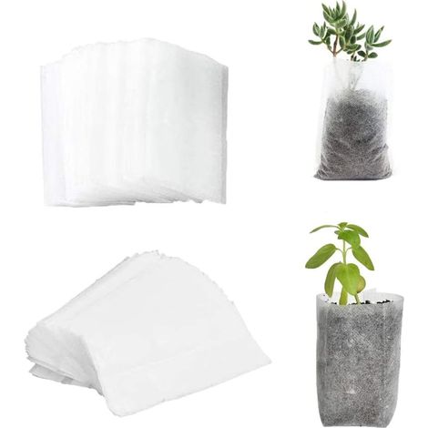 Sac Pour Semis - Tissu Non Tissé Biodégradable - 10 x 12 cm - Pour Tomates Fleurs et Plantes - 200 Pièces (1/5)